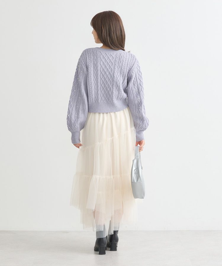 earth music&ecology「パール&ケーブルニットプルオーバー」|ニット・セーター|