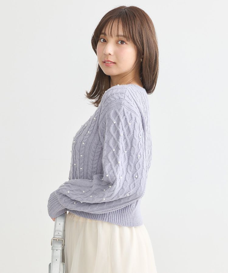 earth music&ecology「パール&ケーブルニットプルオーバー」|ニット・セーター|