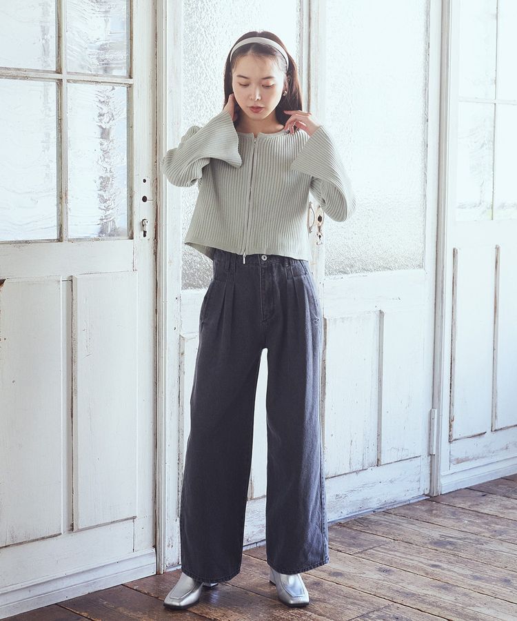 earth music&ecology「ダブルタックワイドデニムパンツ」|デニム|