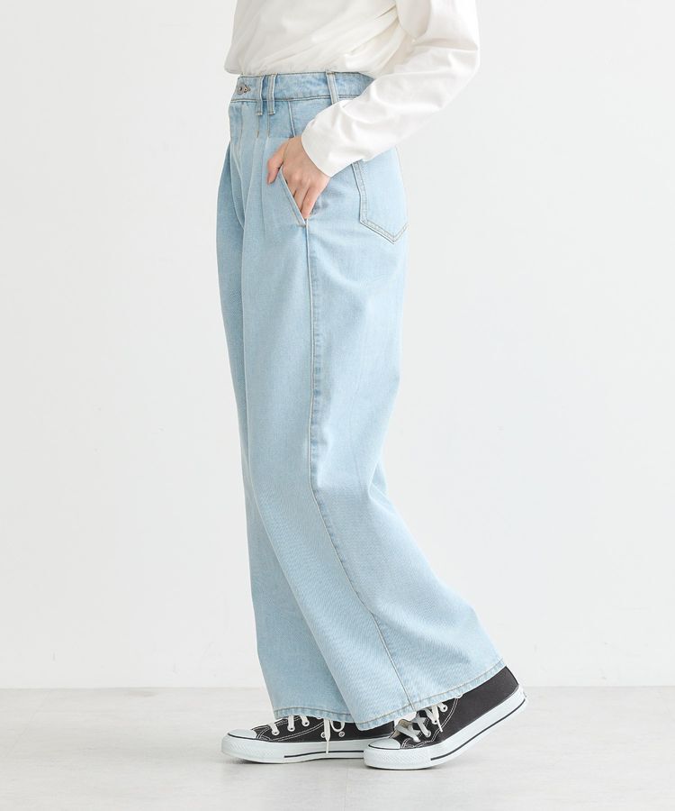 earth music&ecology「ダブルタックワイドデニムパンツ」|デニム|