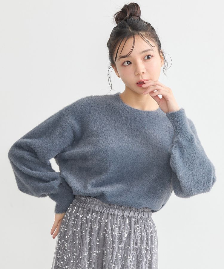 earth music&ecology「ミニシャギープルオーバー」|ニット・セーター|Charcoal Gray