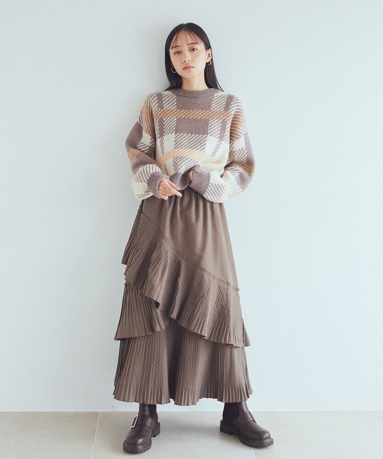 earth music&ecology「プリーツティアードスカート」|フレア|