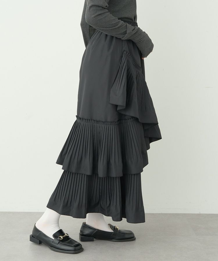 earth music&ecology「プリーツティアードスカート」|フレア|