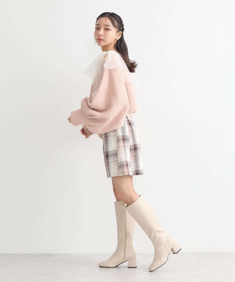 earth music&ecology「チュール肩リボンニットプルオーバー」|ニット・セーター|