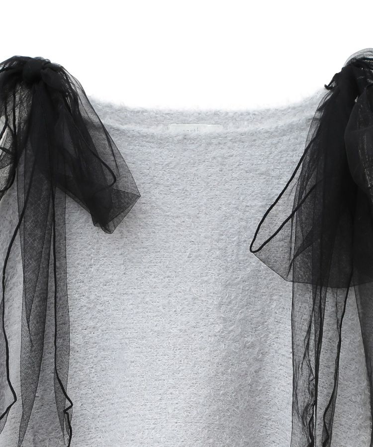 earth music&ecology「チュール肩リボンニットプルオーバー」|ニット・セーター|