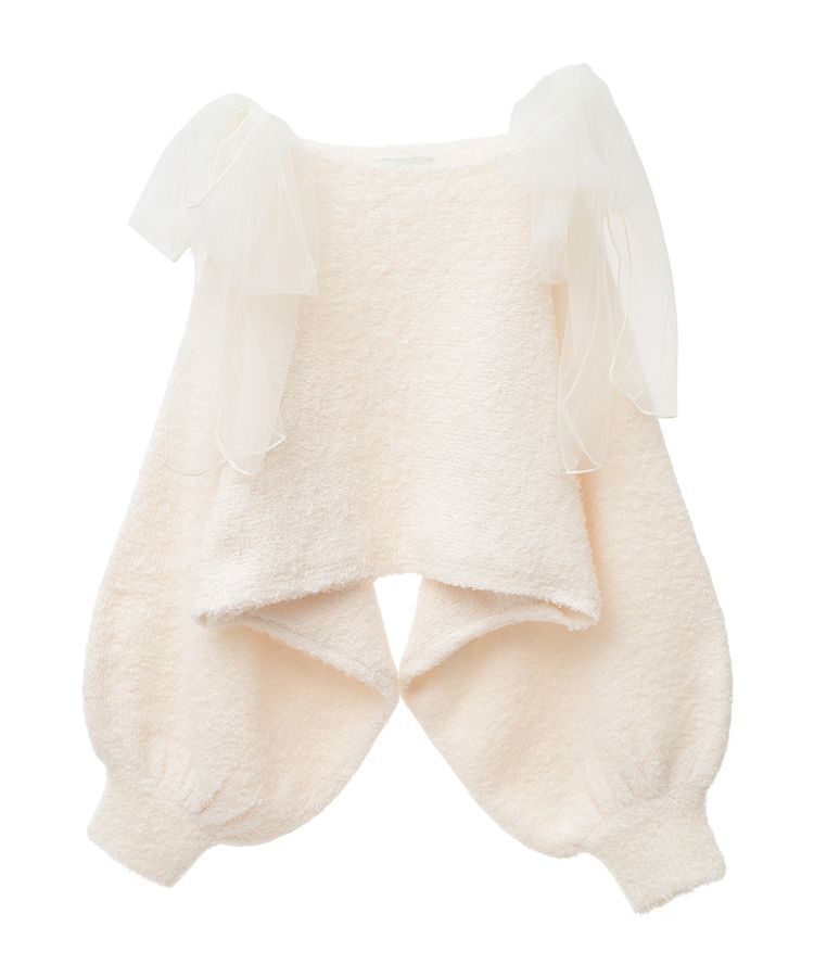 earth music&ecology「チュール肩リボンニットプルオーバー」|ニット・セーター|