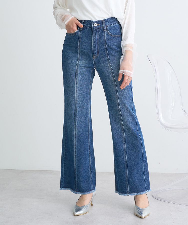 earth music&ecology「フロントシームセミフレアデニムパンツ」|デニム|