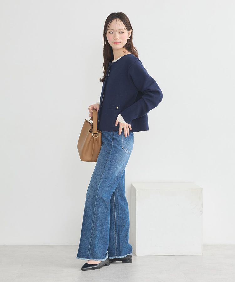 earth music&ecology「フロントシームセミフレアデニムパンツ」|デニム|