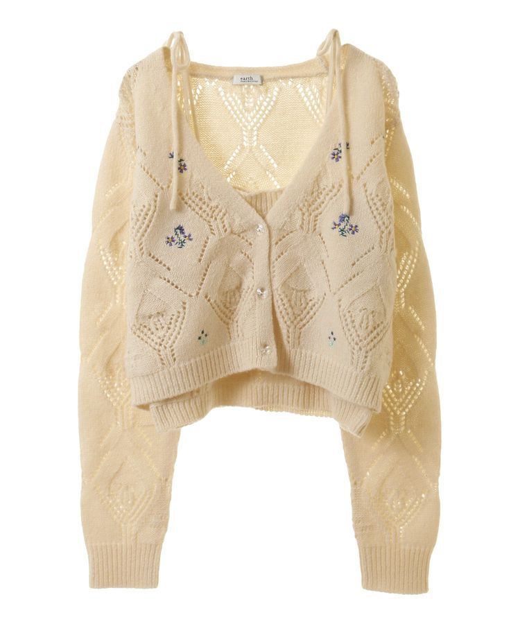 earth music&ecology「SET2点刺繍ビスチェ＋カーディガン」|カーディガン|