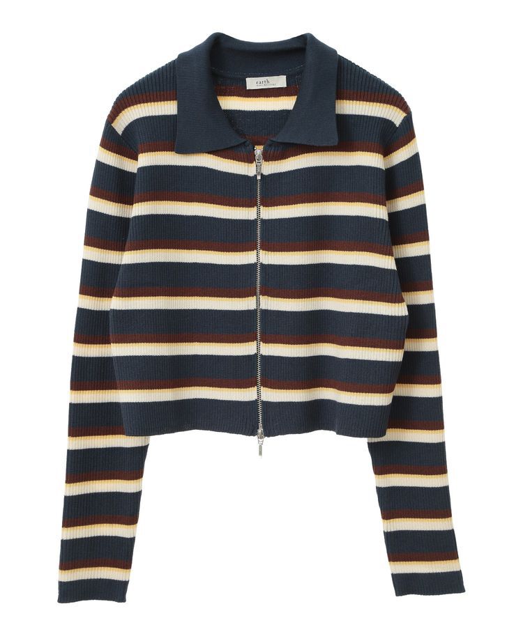 earth music&ecology「Wジップリブカーディガン」|カーディガン|