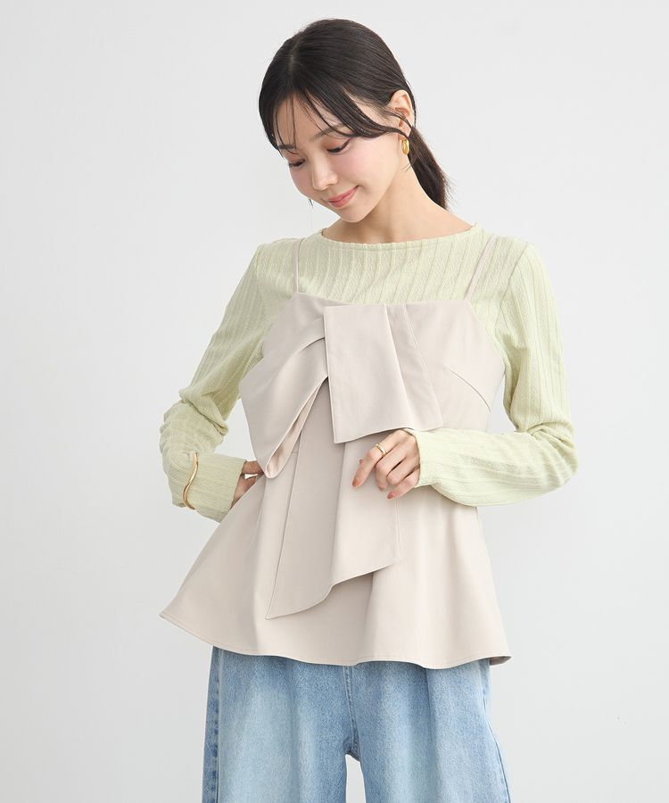 earth music&ecology「フロントリボンビスチェ」|ベスト・ジレ|