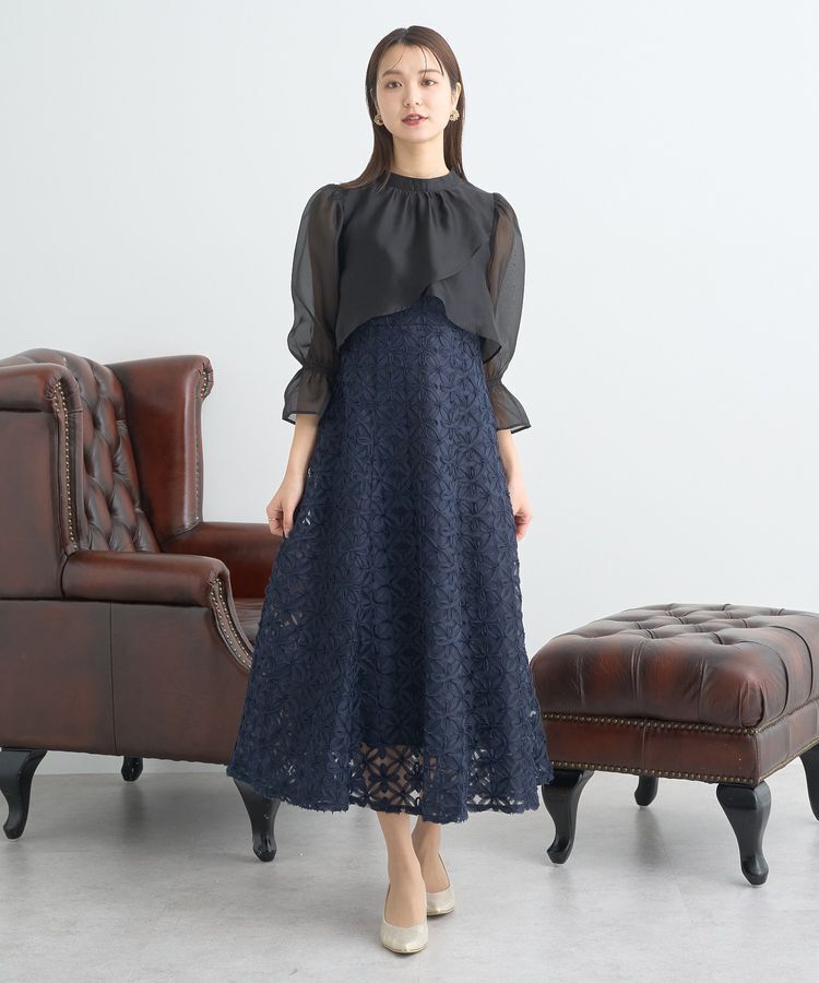 earth music&ecology「SET2点シアーブラウス＋3Dレースワンピース」|ワンピース|