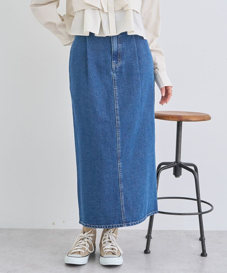 earth music&ecology「ナローデニムスカート」|タイト|Medium Indigo