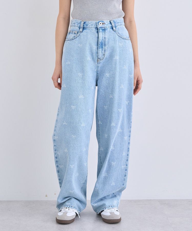 earth music&ecology「リボンプリントデニムパンツ」|デニム|