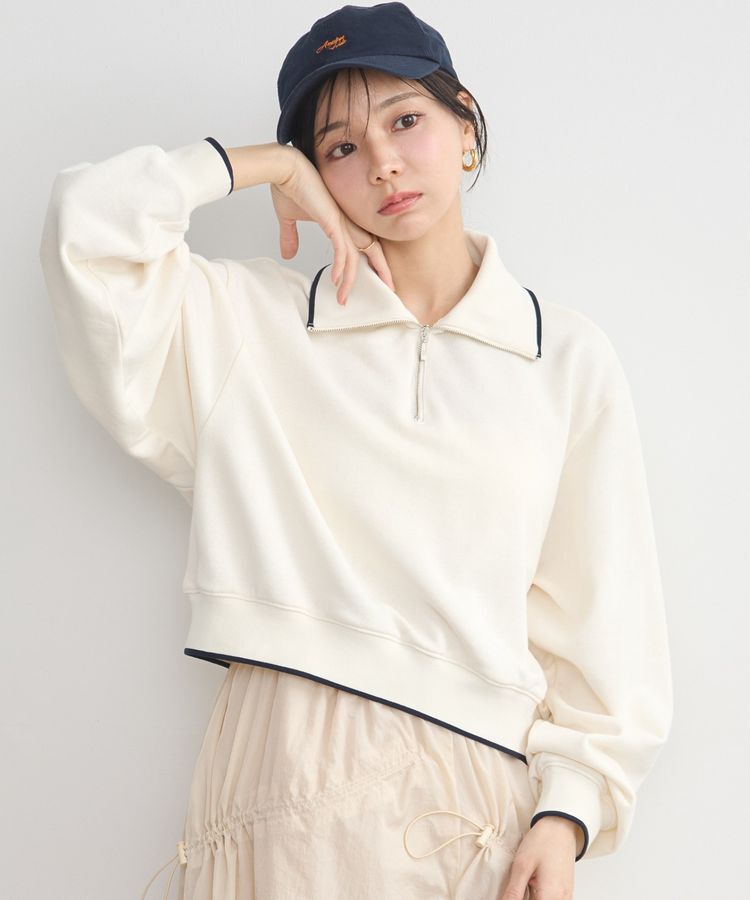 earth music&ecology「ハーフジップラインプルオーバー」|スウェット・ジャージ|Ivory