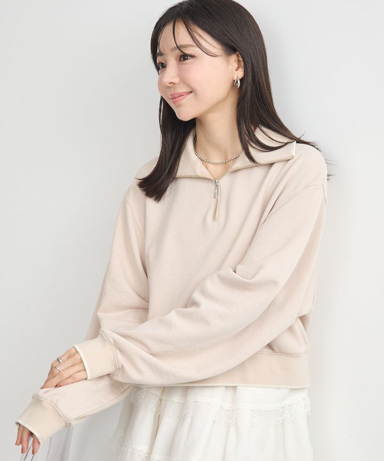 earth music&ecology「ハーフジップラインプルオーバー」|スウェット・ジャージ|Beige