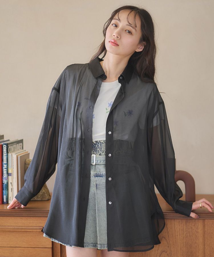 earth music&ecology「シアーシャツ」|シャツ・ブラウス|Black