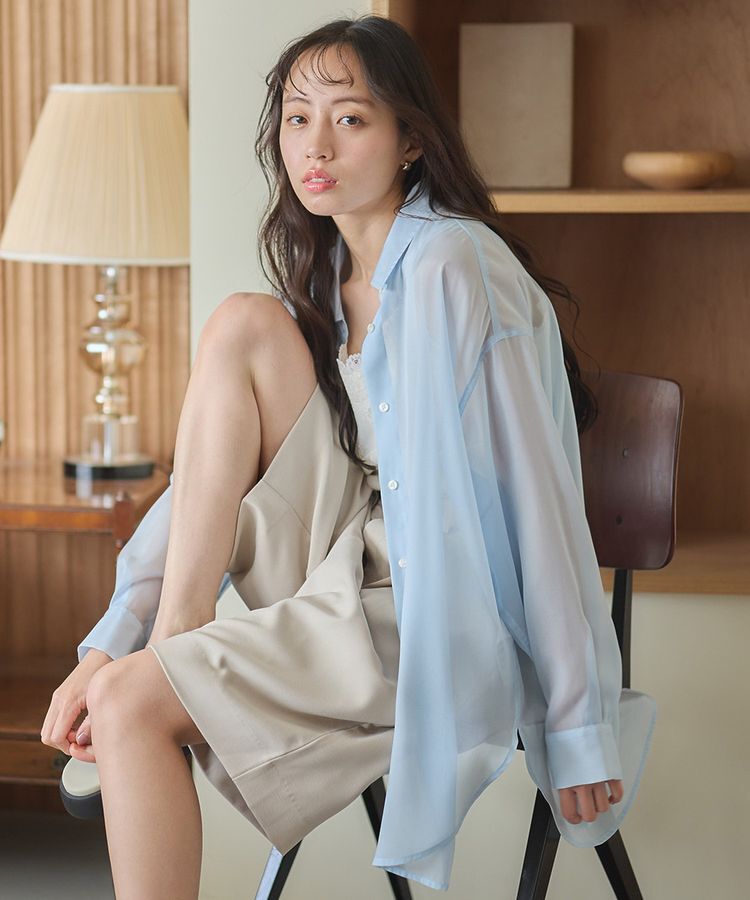 earth music&ecology「シアーシャツ」|シャツ・ブラウス|Blue