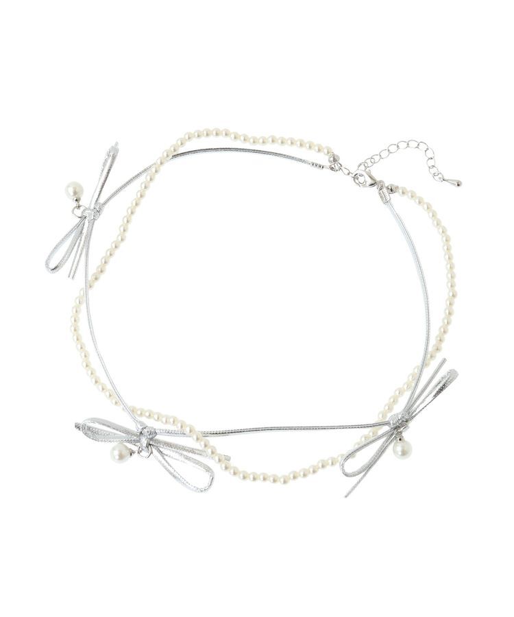 earth music&ecology「コードリボン&times;パールチョーカー」|ネックレス|