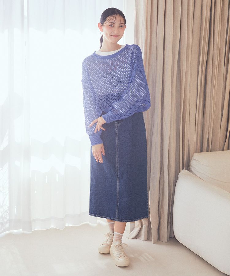 earth music&ecology「スパンコールメッシュニットプルオーバー」|ニット・セーター|