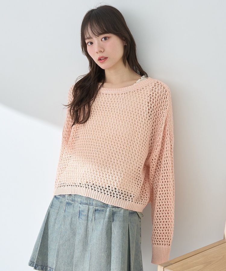 earth music&ecology「スパンコールメッシュニットプルオーバー」|ニット・セーター|