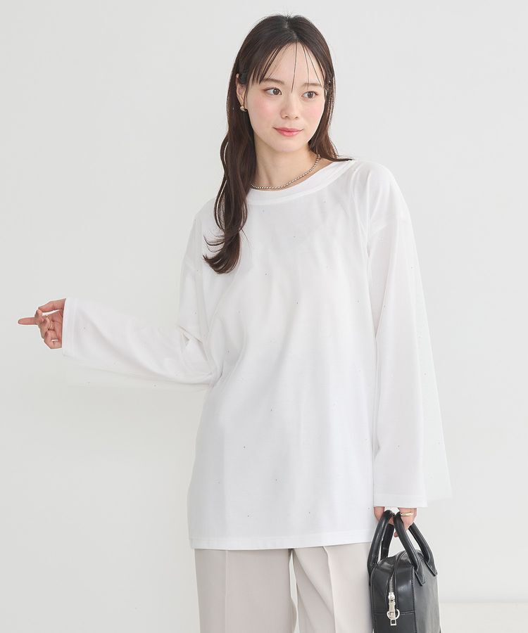 earth music&ecology「ラインストーンチュールドッキングプルオーバー」|Tシャツ・カットソー|