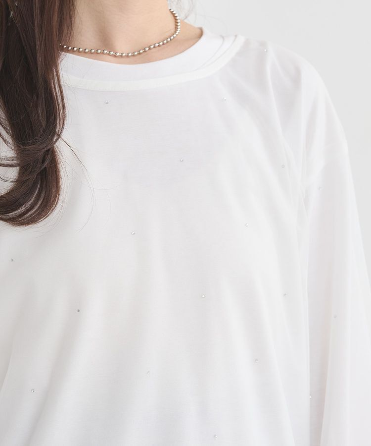 earth music&ecology「ラインストーンチュールドッキングプルオーバー」|Tシャツ・カットソー|