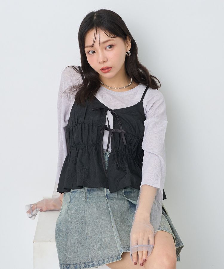 earth music&ecology「ジャガードフレアキャミブラウス」|ベスト・ジレ|