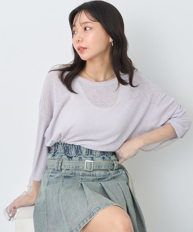 earth music&ecology「ラメシアースリーブプルオーバー」|Tシャツ・カットソー|Gray