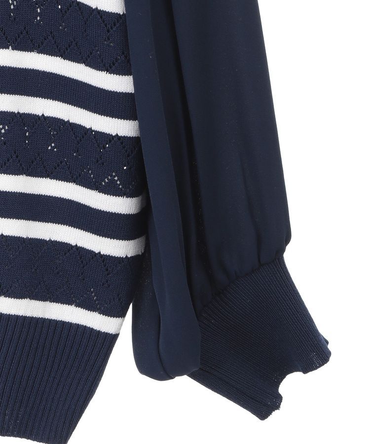 earth music&ecology「透かし編みボーダーカーディガン」|カーディガン|