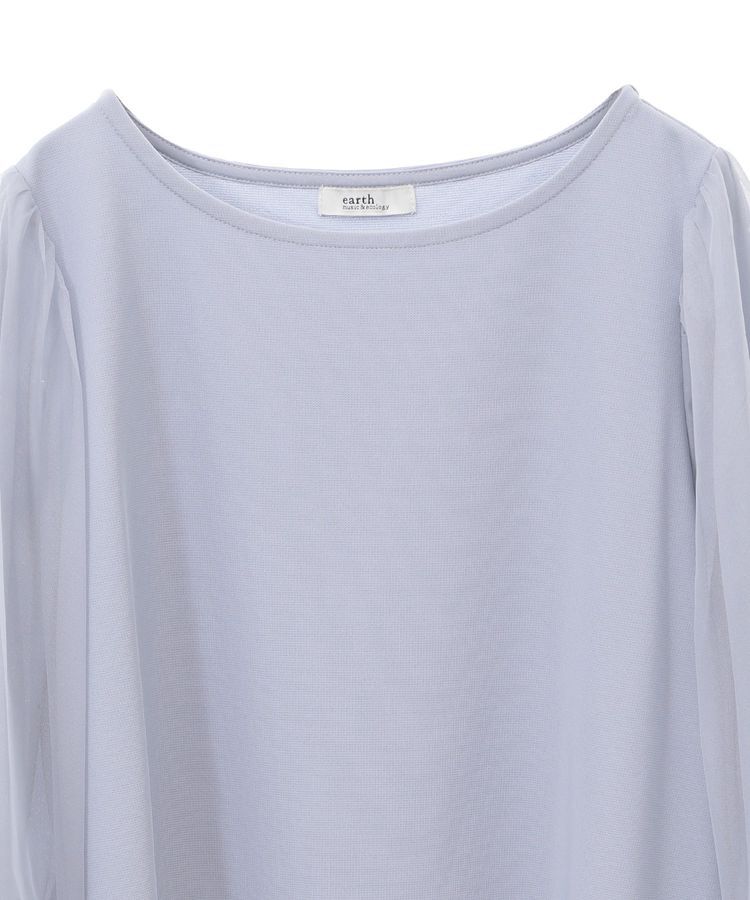 earth music&ecology「キラキラストーンパールチュールスリーブプルオーバー」|Tシャツ・カットソー|