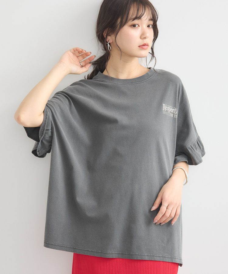 earth music&ecology「ピグメントフリルプルオーバー」|Tシャツ・カットソー|Charcoal Gray