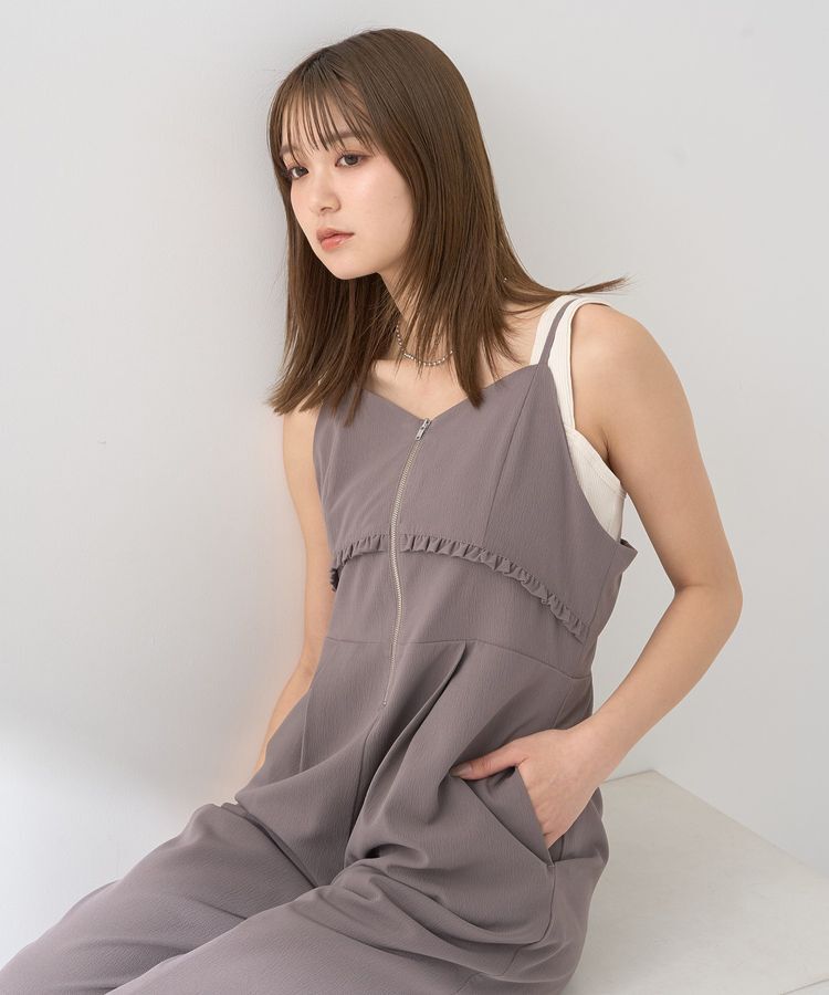 earth music&ecology「ミニフリルフロントジップロンパース」|オールインワン|