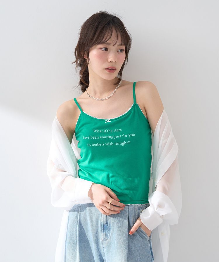 earth music&ecology「メッセージプリントカップ付きキャミソール」|キャミソール|