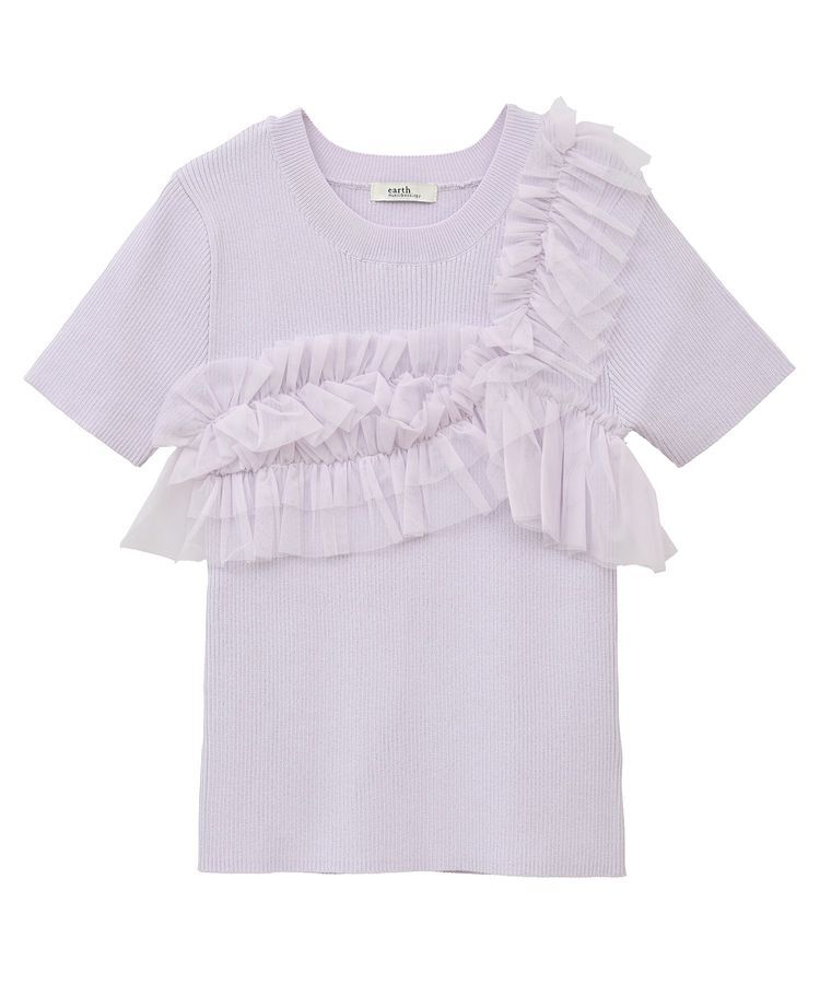 earth music&ecology「アシメチュールフリルニットプルオーバー」|ニット・セーター|