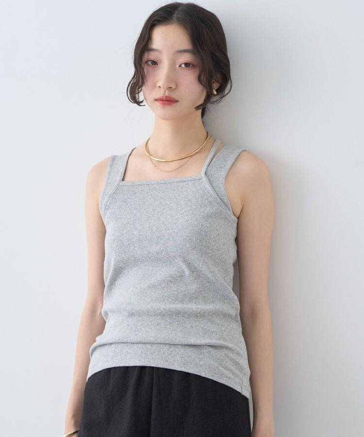 earth music&ecology「レイヤードカットタンクトップ」|キャミソール|Light Gray
