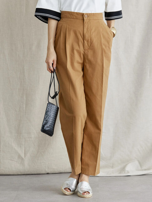  「綿ツイルタックパンツ」|その他|キャメル