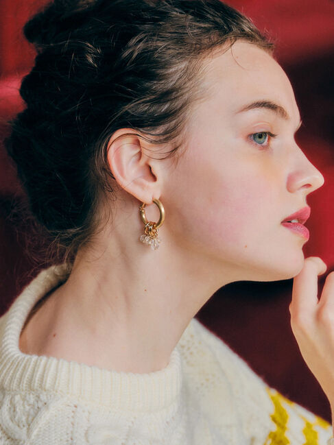  「アシンメトリーピアスA(チェーン&times;クリアビーズ)」|その他|