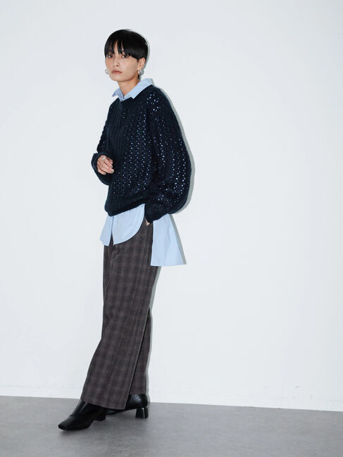  「透かし編みニットプルオーバー」|ニット・セーター|