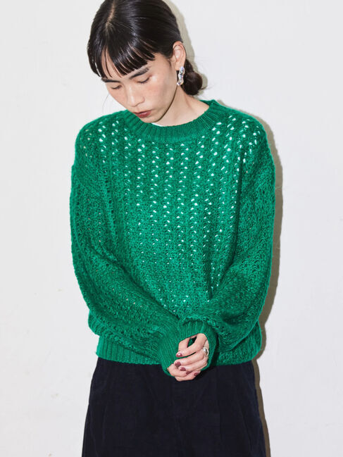  「透かし編みニットプルオーバー」|ニット・セーター|