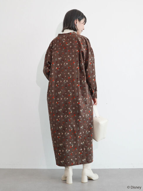  「プリントコーデュロイワンピース/Mickey」|ワンピース|