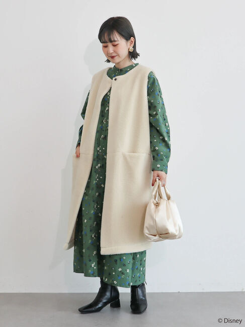  「プリントコーデュロイワンピース/Mickey」|ワンピース|