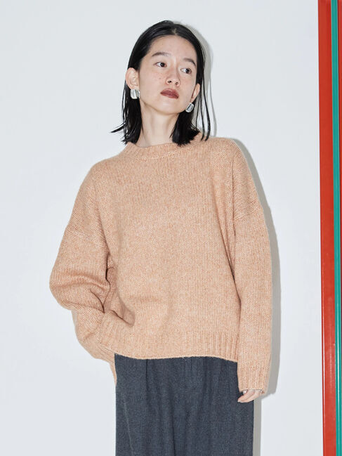  「カラーMixルーズニットプルオーバー」|ニット・セーター|オレンジ