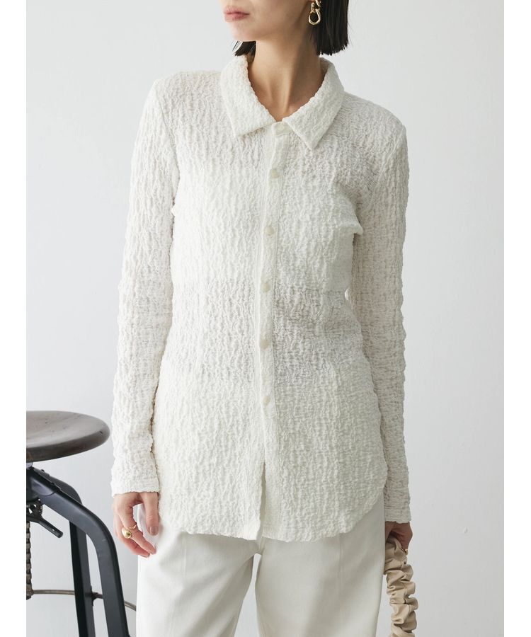 AnriettMusee「ふくれジャガードシャツ」|シャツ・ブラウス|Off White