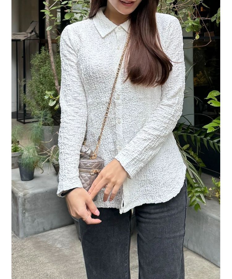 AnriettMusee「ふくれジャガードシャツ」|シャツ・ブラウス|