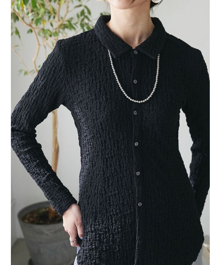 AnriettMusee「ふくれジャガードシャツ」|シャツ・ブラウス|Black