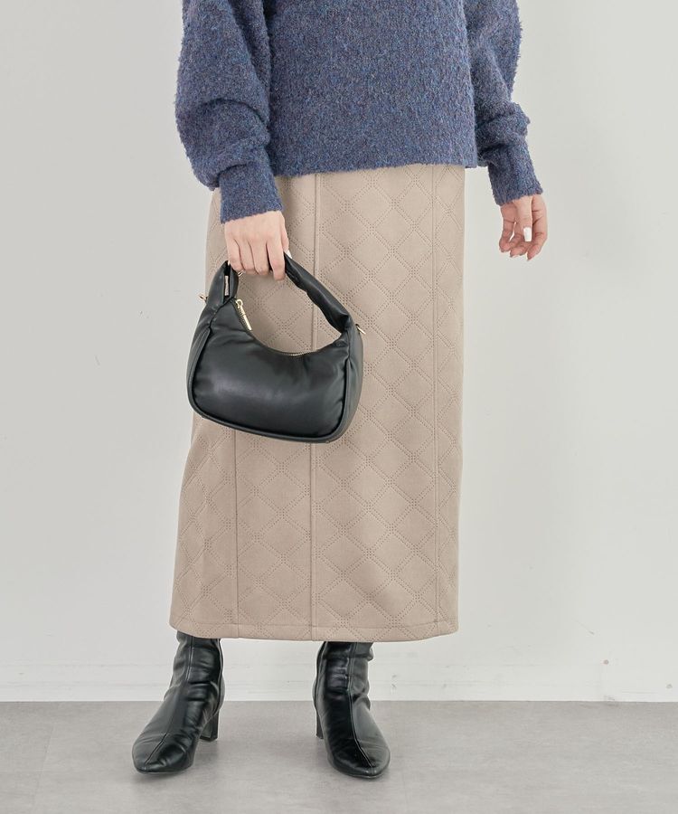 Green Parks「・ELENCARE DUE エンボスナロースカート」|タイト|Gray Beige