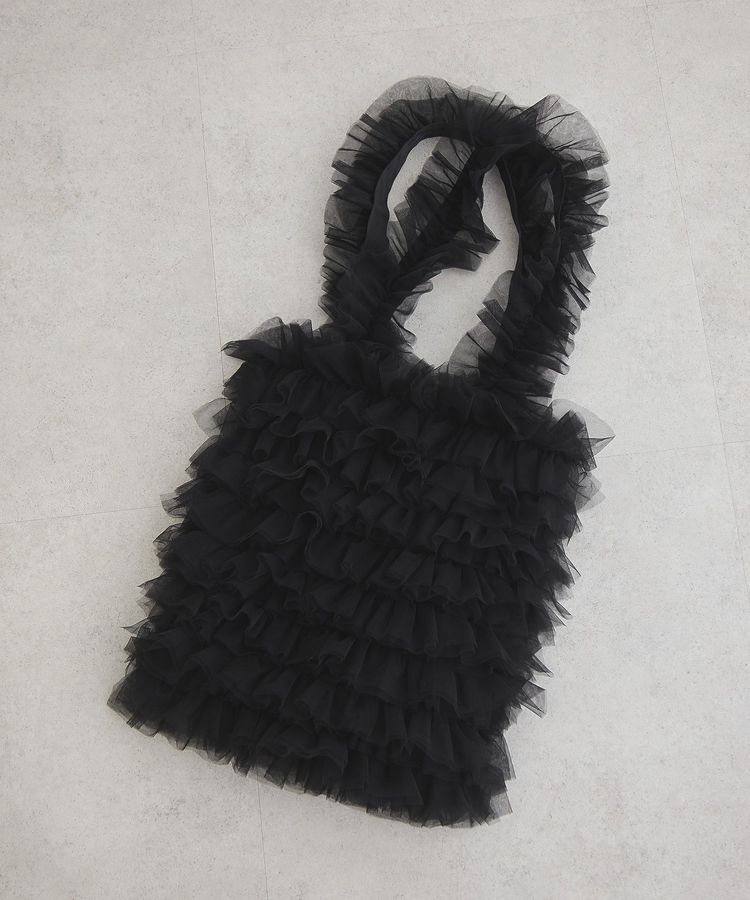 armonia「OTO.HA. チュールフリルA4トートバッグ」|トートバッグ|Black