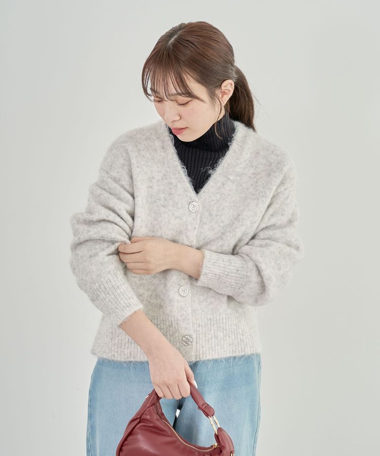 Green Parks「毛ふきシャギーVネックカーディガン」|カーディガン|