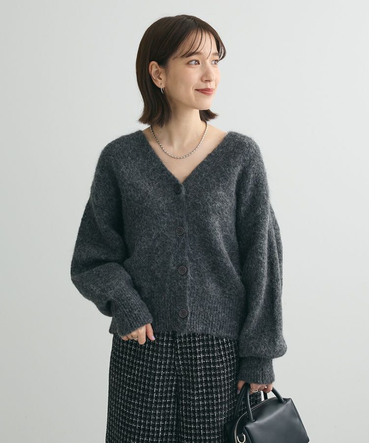 Green Parks「毛ふきシャギーVネックカーディガン」|カーディガン|Dark Gray